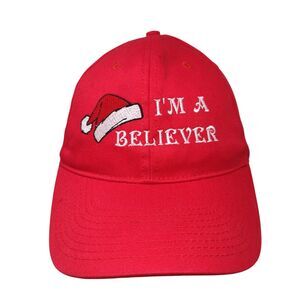 I'm A Believer Christmas Santa Strapback Hat Red One Size Adjustable Bayside
